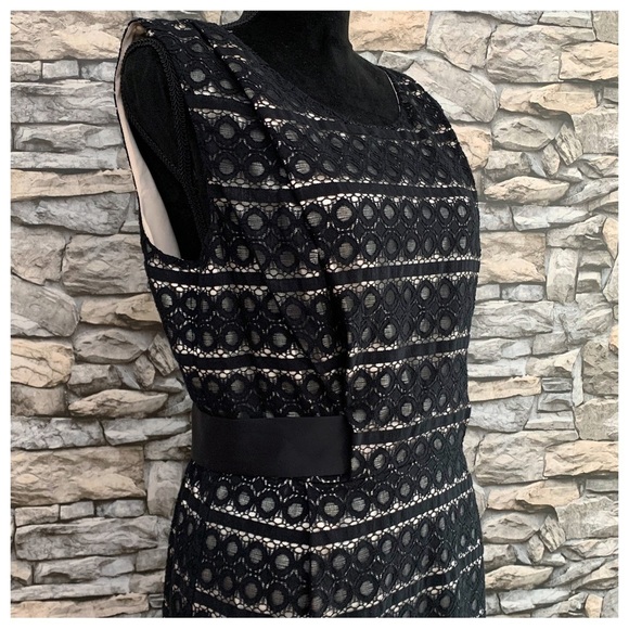 #85 NWT Max & Cleo Black Lace Pink Satin Casual Formal A-Line Cocktail Dress 10 - Picture 3 of 4